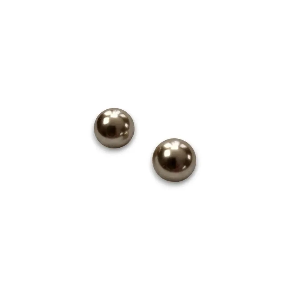 Peachy Blush Rose Pearlescent Stud Earrings - Classic 1 cm Pierced - Picture 4 of 7